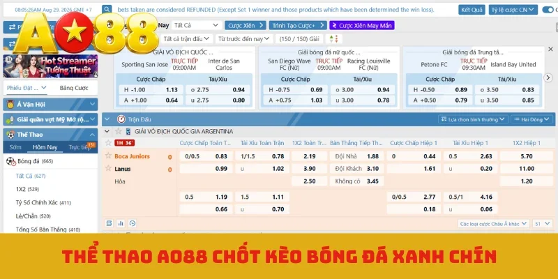 Thể thao AO88 chốt kèo bóng đá xanh chín
